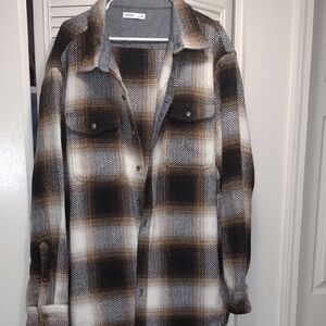 NWT- Sonoma Brown and White Heavyweight Overshirt